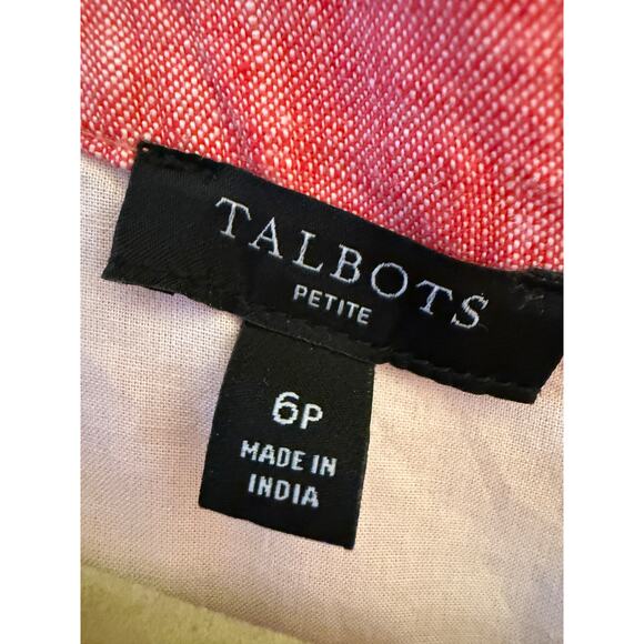 Talbots Linen Shift Dress 6P Red Sleeveless Striped Hem Petite Summer Outfit - Picture 2 of 7